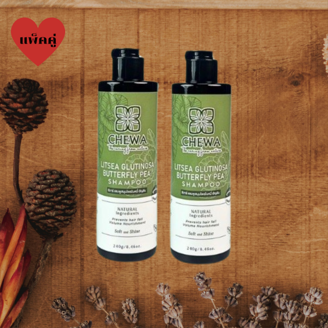 Chewa ชีวาร์  แชมพูสมุนไพร ใบหมี่ อัญชัน สูตรดั้งเดม